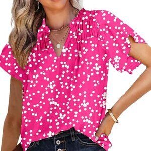 Dokotoo Women's Casual Short Sleeve Chiffon Blouse